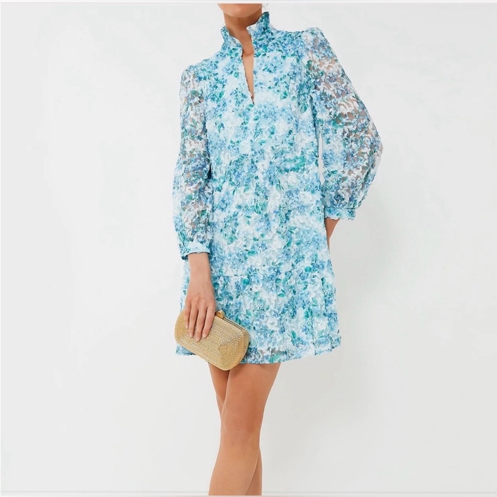 Tuckernuck Water’s Edge Hydrangea Organza Palmerston Blue Dress XL
